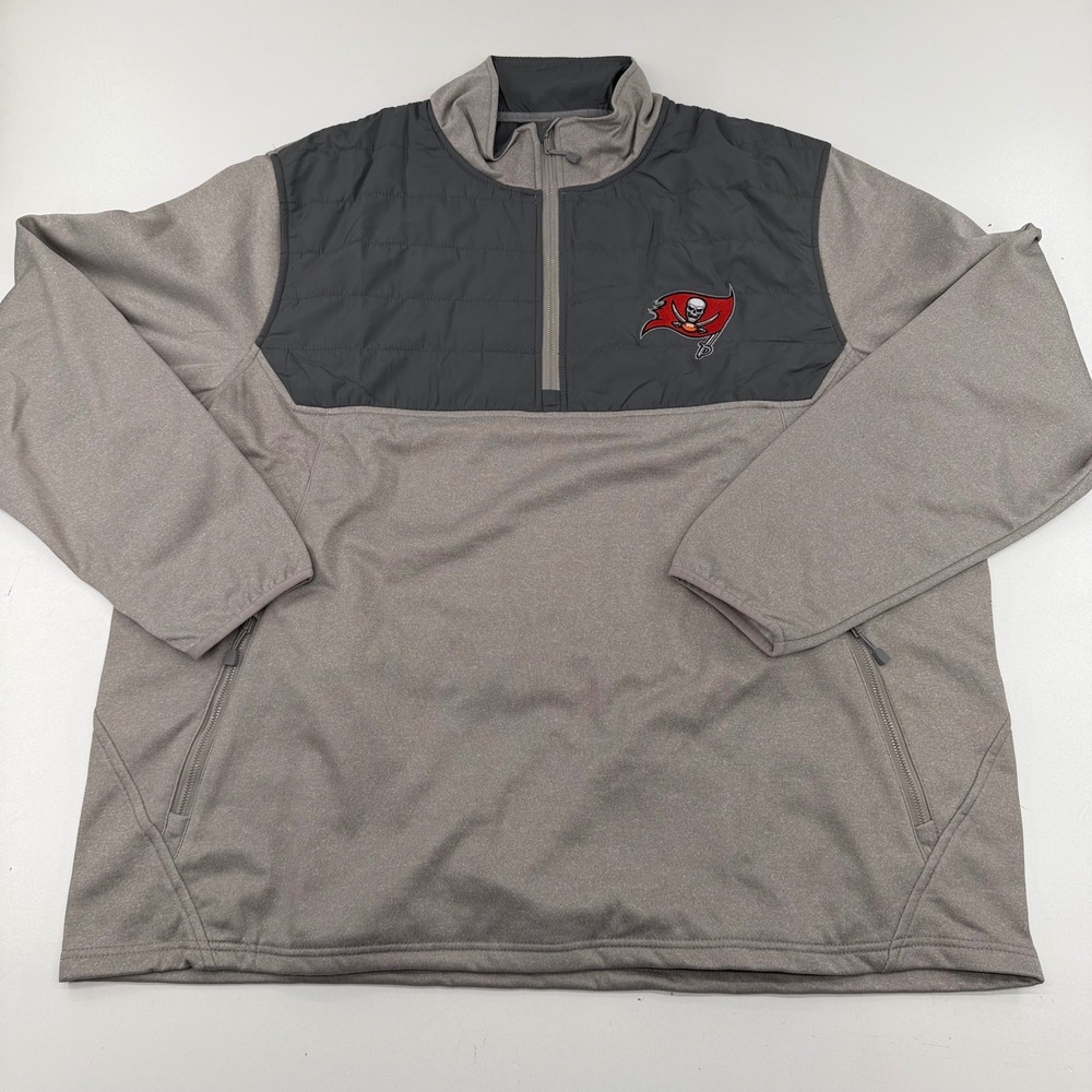 Dunbrooke NFL Tampa Bay Buccaneers Pathfinder 1/4 Zip Pullover Gray Mens 2XL NEW